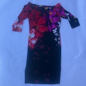 VENUS Off The Shoulder Floral Body con half sleeve dress Size Small
